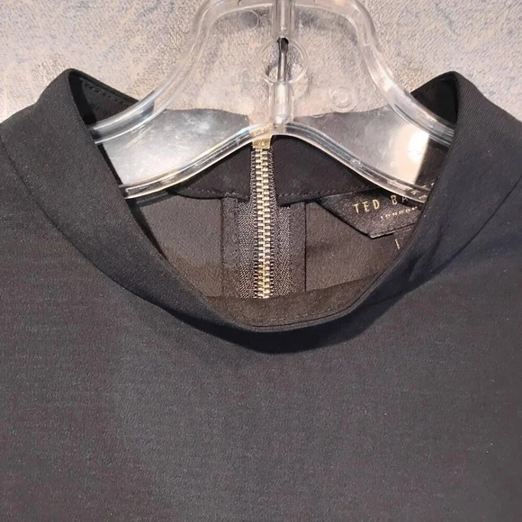 Ted Baker (London) NWOT Black Blouse Sheer 3/4 Balloon Sleeve Mock Neck  Size 2 - Picture 2 of 12